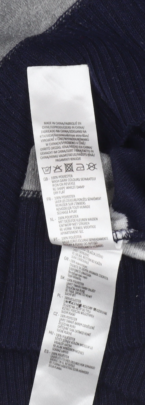 Lee Cooper Men's Grey Navy Striped Full Zip Jumper Size M