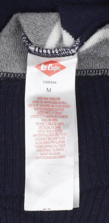 Lee Cooper Men's Grey Navy Striped Full Zip Jumper Size M