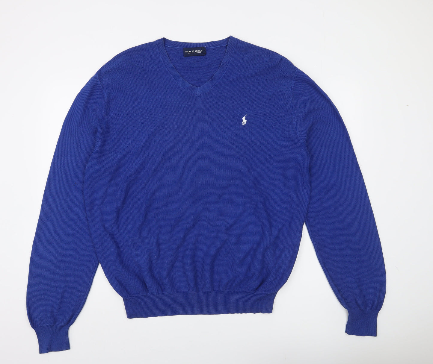 Ralph Lauren Polo Golf Men's Blue Cotton V-Neck Jumper XL