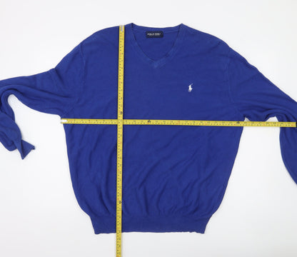 Ralph Lauren Polo Golf Men's Blue Cotton V-Neck Jumper XL