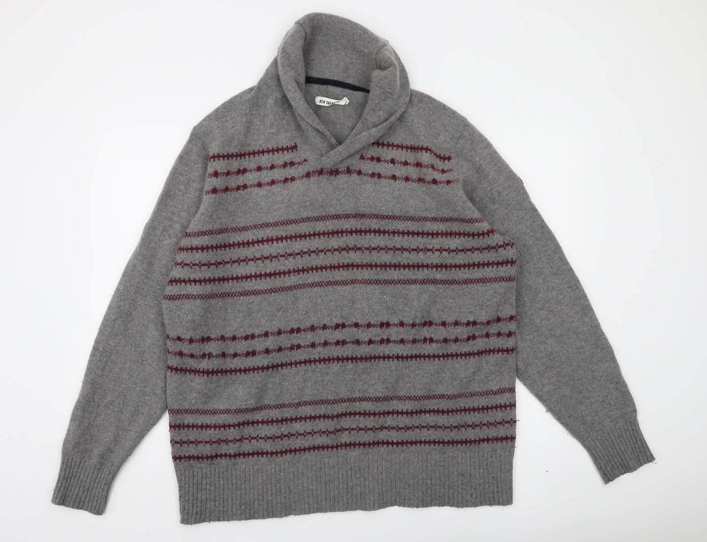 Ben Sherman Men's Grey XL Roll Neck Wool Jumper