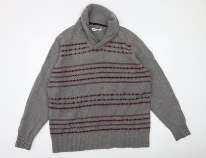 Ben Sherman Men's Grey XL Roll Neck Wool Jumper