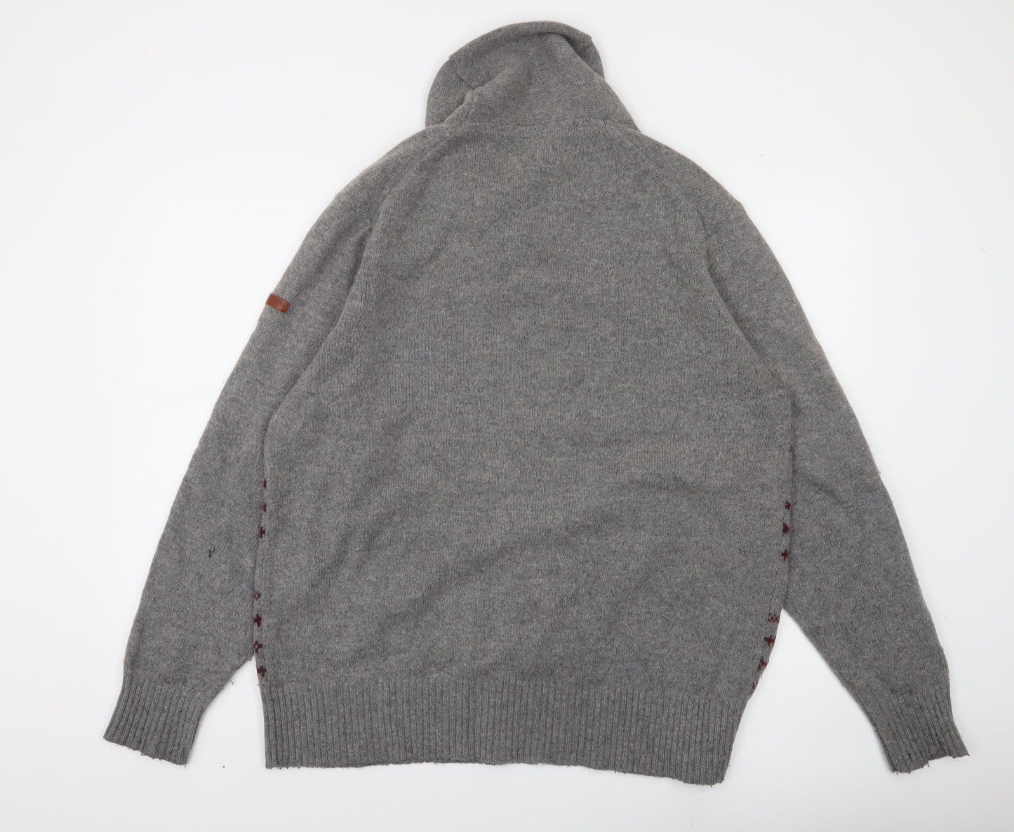 Ben Sherman Men's Grey XL Roll Neck Wool Jumper