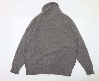 Ben Sherman Men's Grey XL Roll Neck Wool Jumper