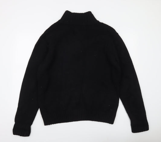 Jack & Jones Mens Black XL Cable-Knit Wool Pullover Jumper