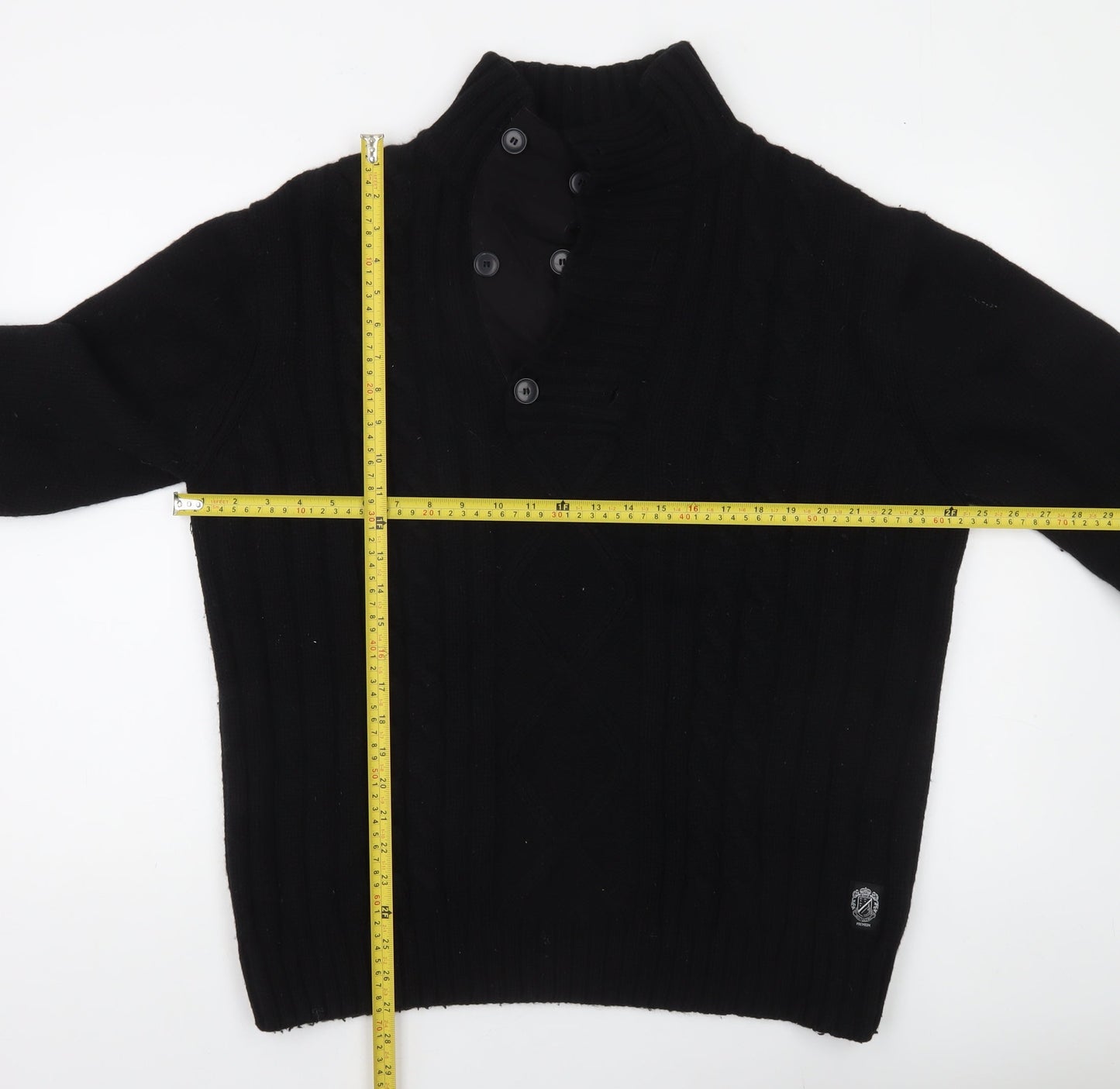 Jack & Jones Mens Black XL Cable-Knit Wool Pullover Jumper