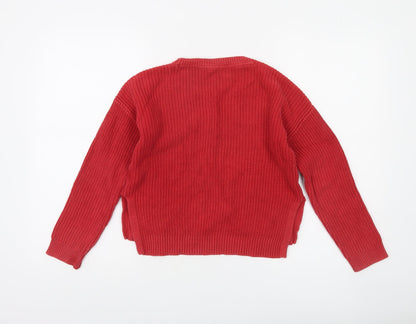 GAP Kids Girls Red Sequin Dog Cotton Jumper 10-11 Years Pullover