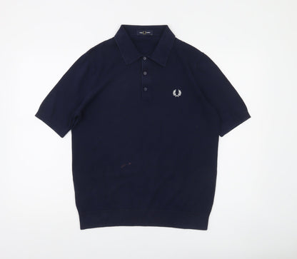 Fred Perry Men's Blue Cotton Polo Shirt Size M Classic Fit