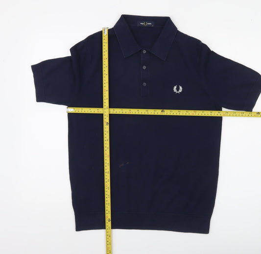 Fred Perry Men's Blue Cotton Polo Shirt Size M Classic Fit