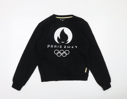 Paris 2024 Olympics Black Sweatshirt Women’s M Cotton Blend Pullover