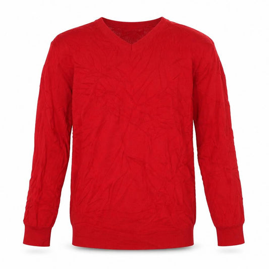 Guide London Men’s Red Cotton V-Neck Jumper Size L Lightweight Knit