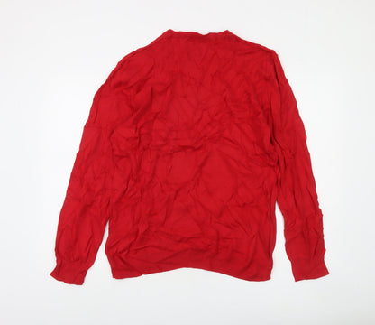 Guide London Men’s Red Cotton V-Neck Jumper Size L Lightweight Knit