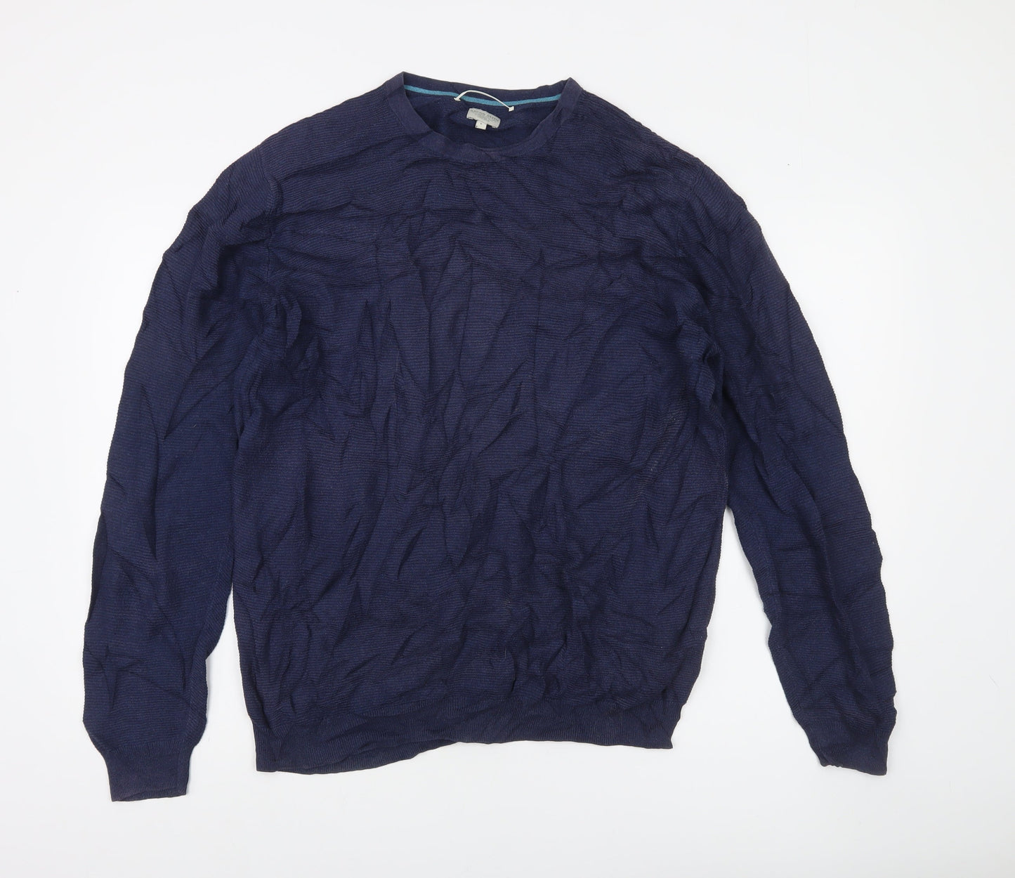 Racing Green Men's Blue Cotton Crew Neck Jumper Size L