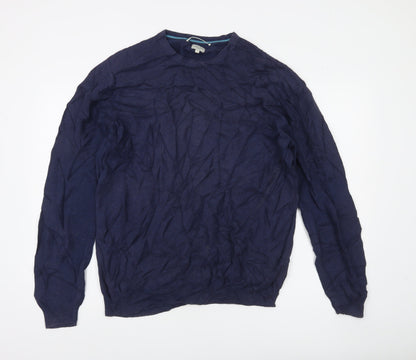 Racing Green Men's Blue Cotton Crew Neck Jumper Size L