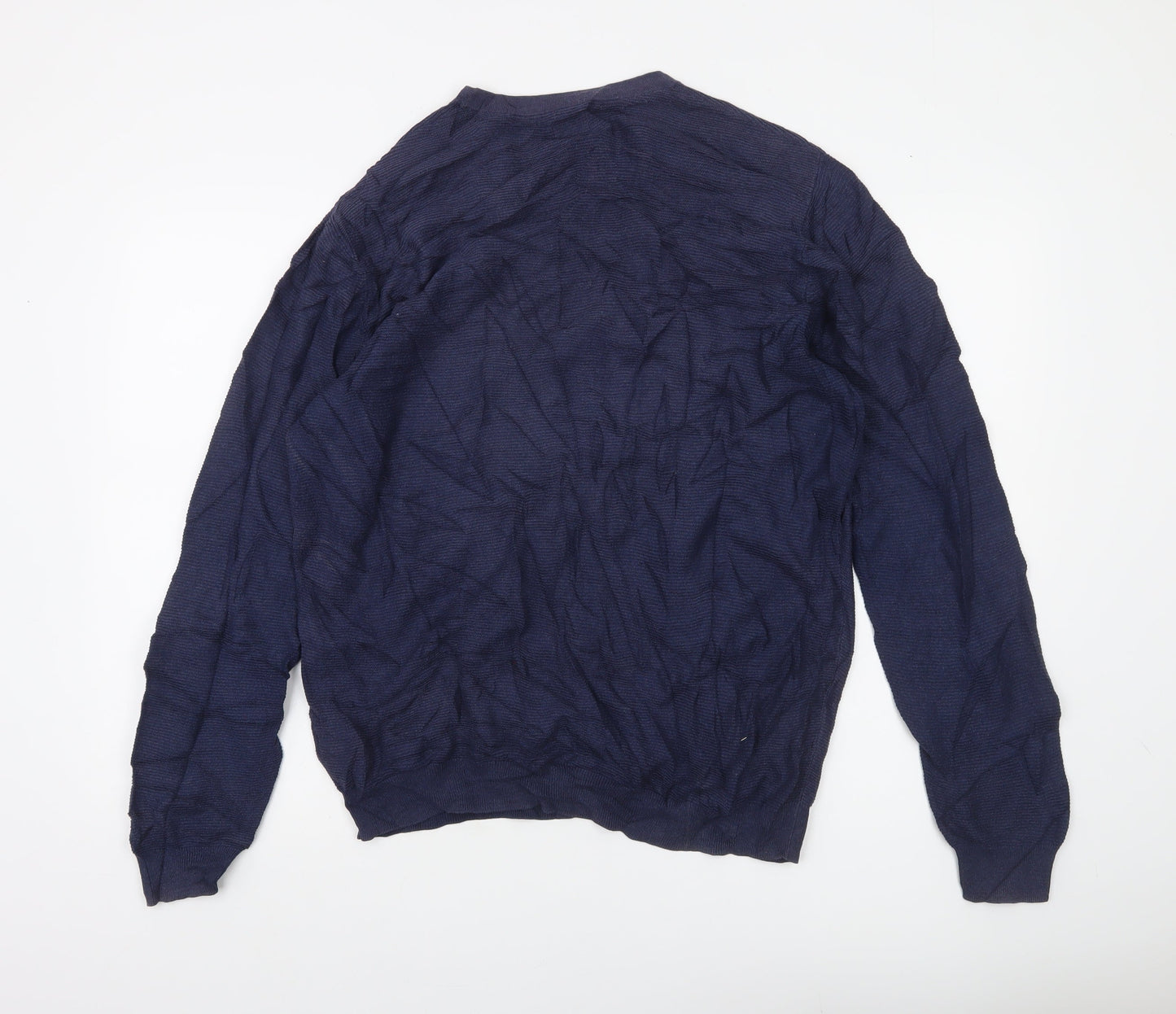 Racing Green Men's Blue Cotton Crew Neck Jumper Size L