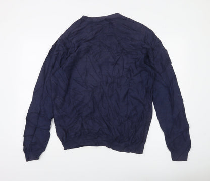 Racing Green Men's Blue Cotton Crew Neck Jumper Size L