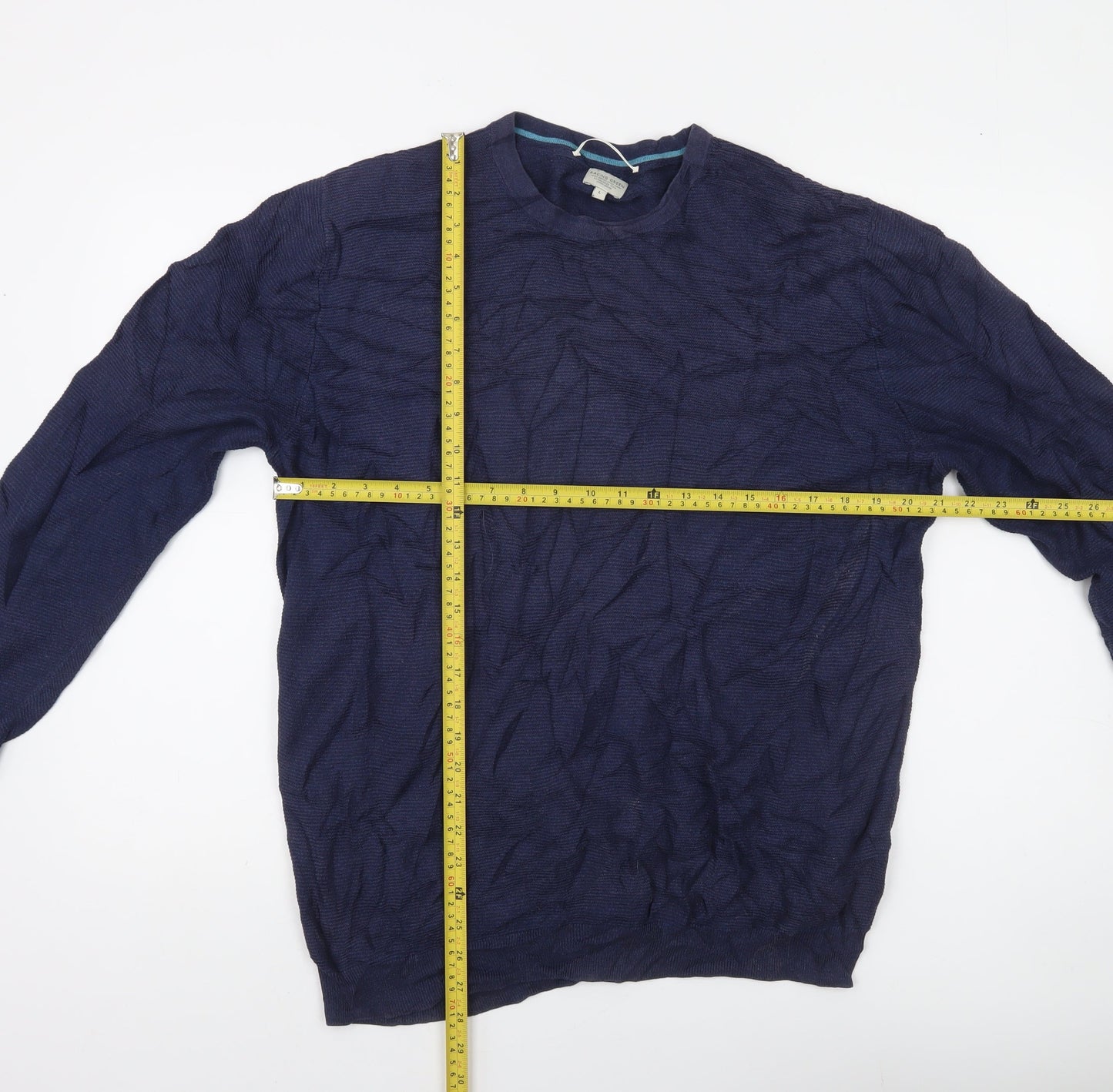 Racing Green Men's Blue Cotton Crew Neck Jumper Size L