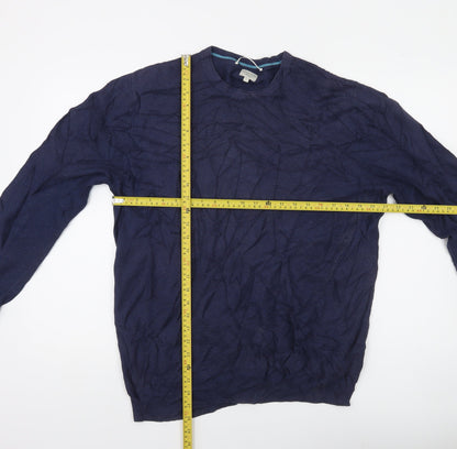 Racing Green Men's Blue Cotton Crew Neck Jumper Size L