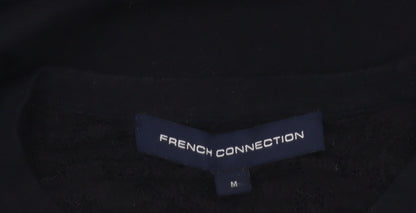 French Connection Women's Black Lace Panel Knit Jumper M