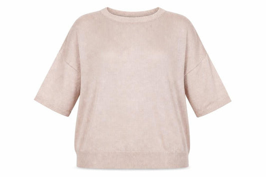Phase Eight Women’s Pink Metallic Knit Short Sleeve Relaxed Jumper L