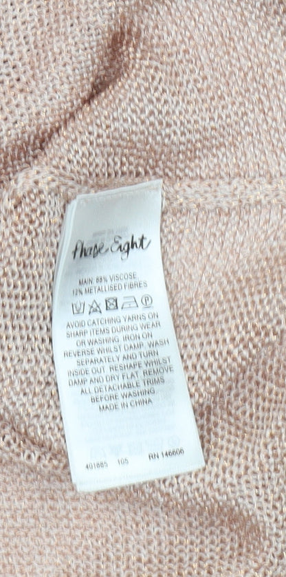 Phase Eight Women’s Pink Metallic Knit Short Sleeve Relaxed Jumper L