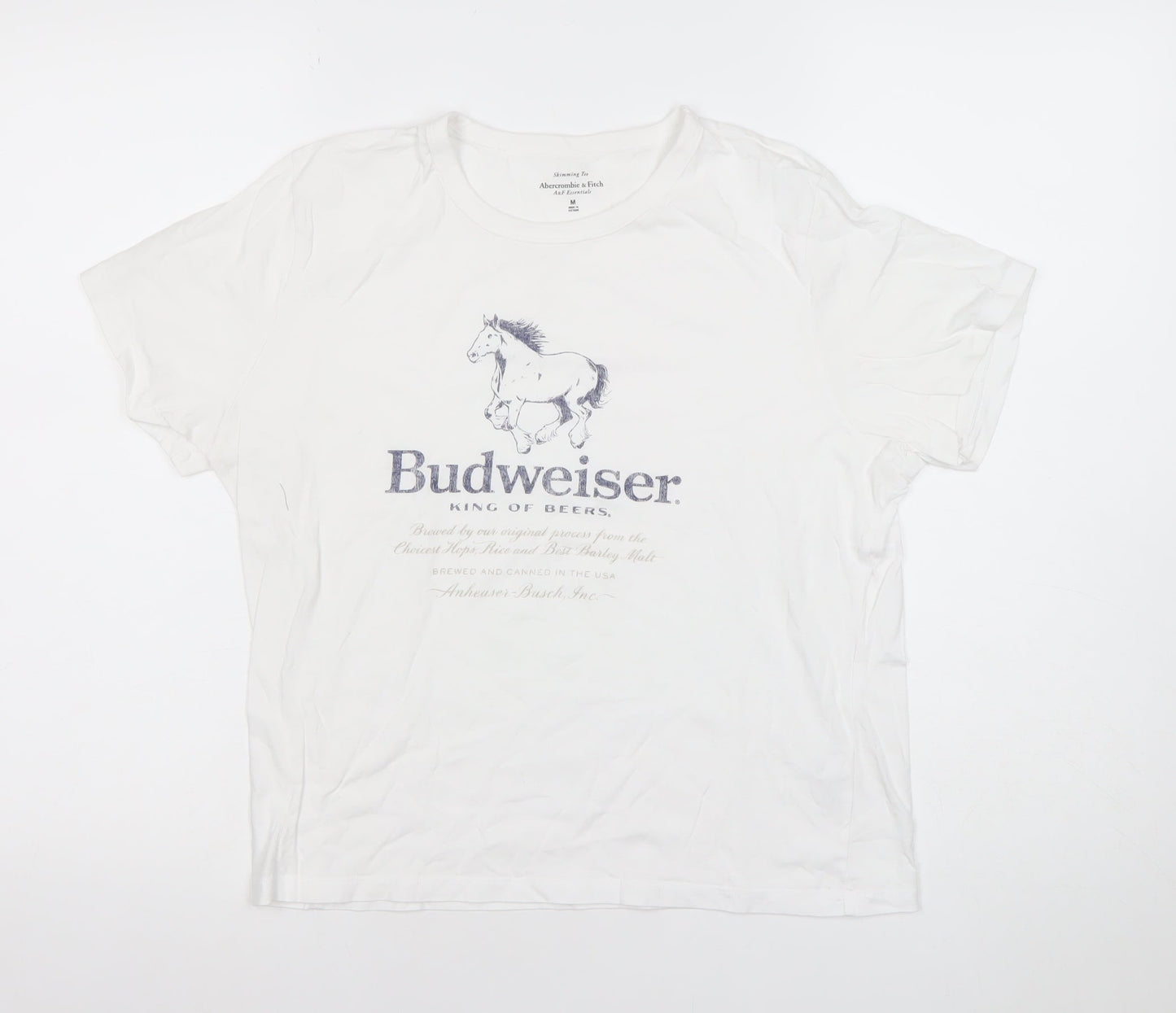 Abercrombie & Fitch Women's White Budweiser Graphic T-Shirt M Classic Fit