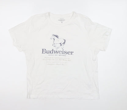 Abercrombie & Fitch Women's White Budweiser Graphic T-Shirt M Classic Fit