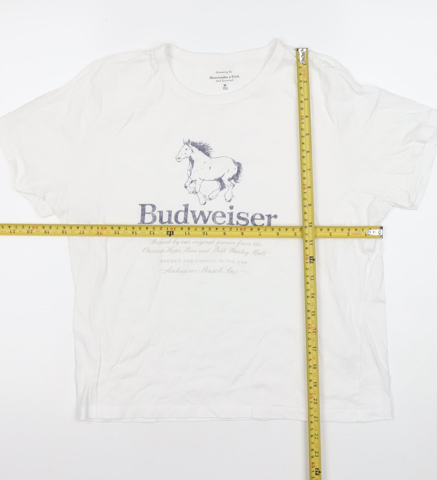 Abercrombie & Fitch Women's White Budweiser Graphic T-Shirt M Classic Fit