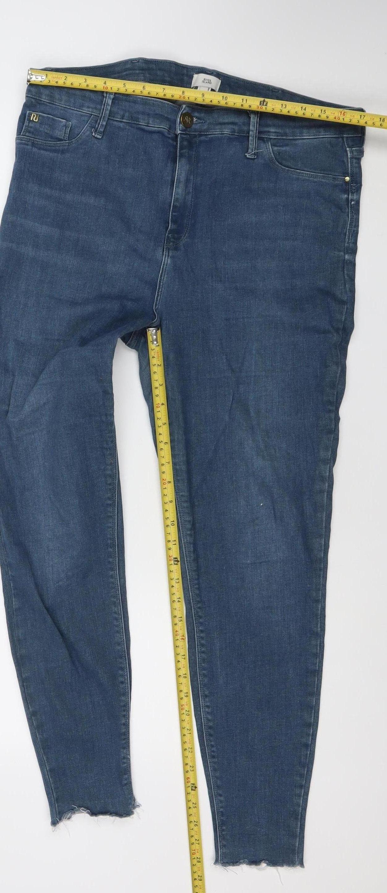 River Island Womens Blue Mid Rise Skinny Stretch Jeans Size 14