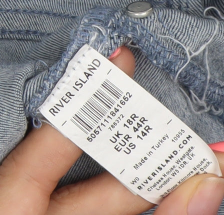 River Island Womens Blue Mid Rise Skinny Stretch Jeans Size 14