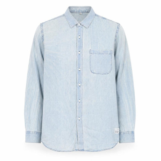 SCRT Women's Blue Denim Button-Up Shirt Long Sleeve M