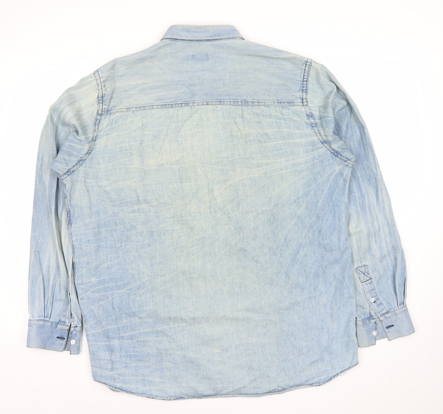 SCRT Women's Blue Denim Button-Up Shirt Long Sleeve M