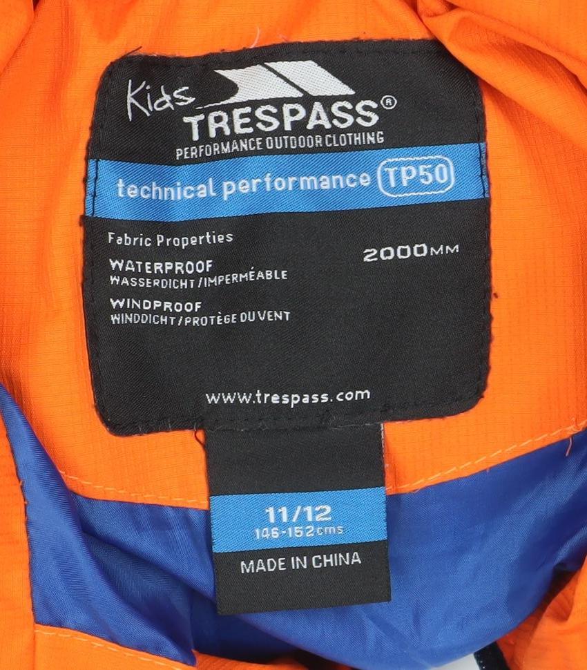 Trespass Boys Multicoloured Puffer Jacket 11-12 Years Waterproof Hooded Winter Coat