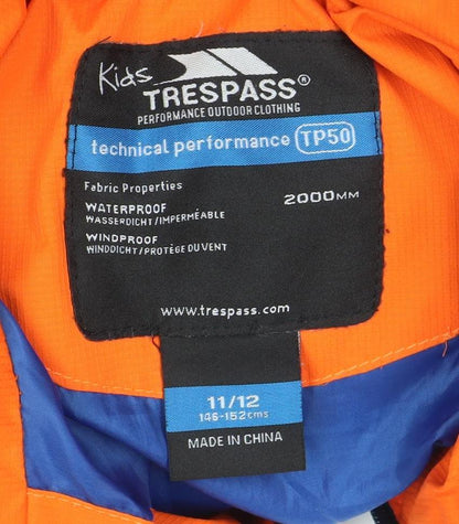 Trespass Boys Multicoloured Puffer Jacket 11-12 Years Waterproof Hooded Winter Coat