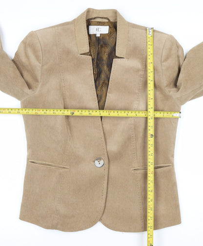 CC Women Beige Corduroy One-Button Blazer Size 12 Classic Fit