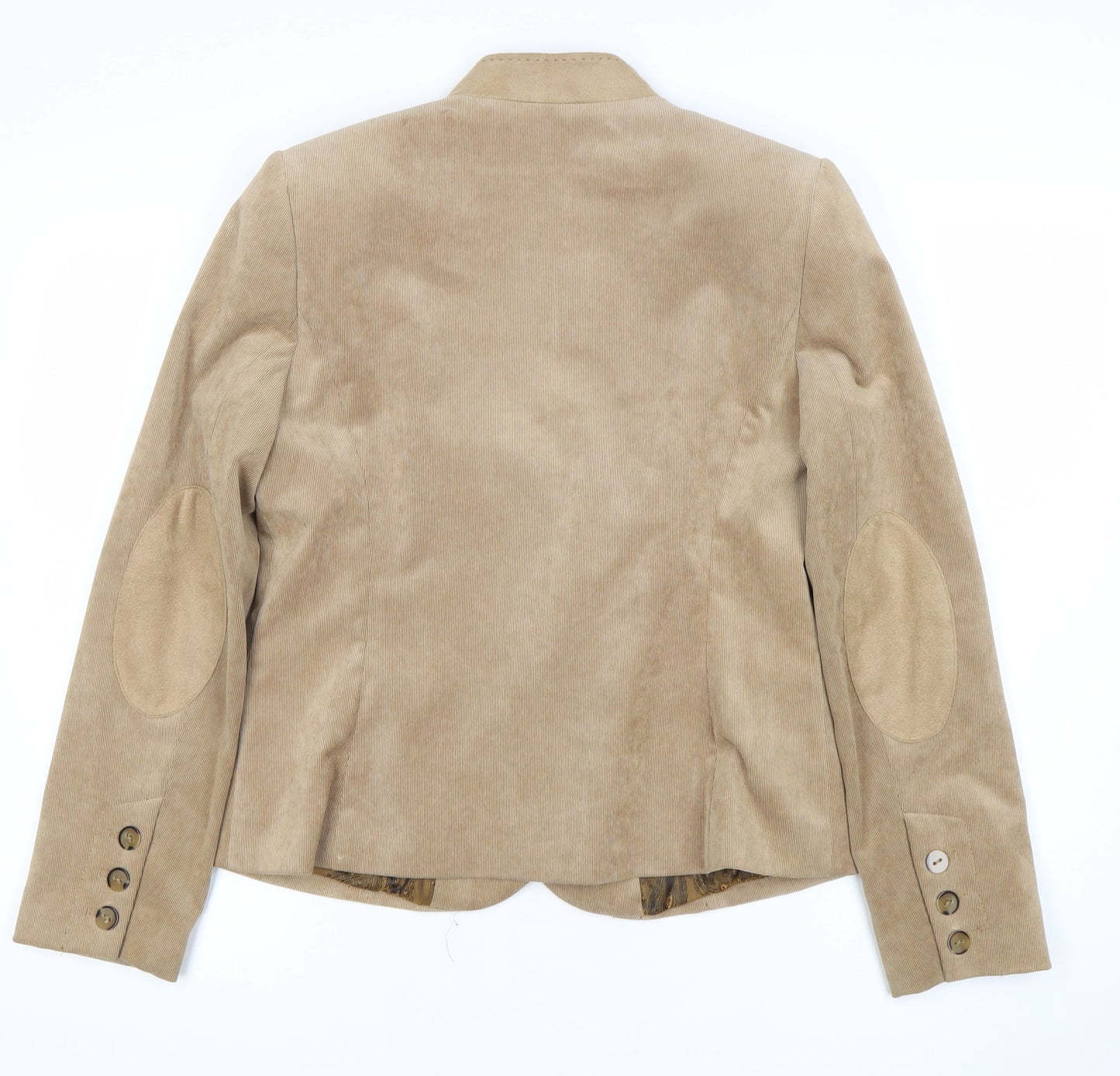 CC Women Beige Corduroy One-Button Blazer Size 12 Classic Fit