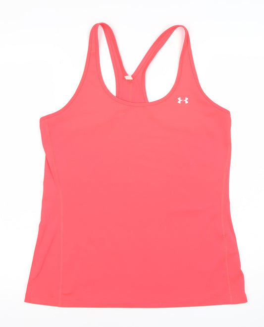 Under Armour Women's Pink Racerback Tank Top Size L Athletic Fit