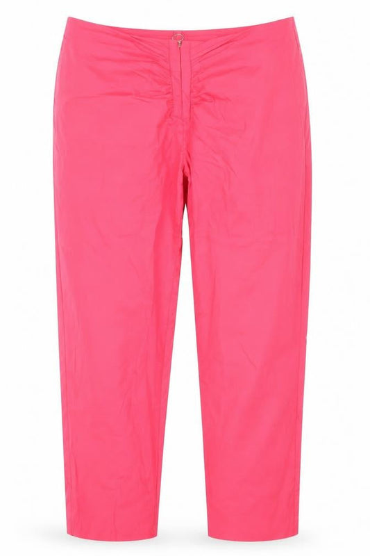 Zara Women Pink Straight Leg Ruched Trousers Size L