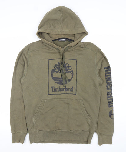Timberland Men's Green Pullover Hoodie Size S Logo Outdoor Fleece
