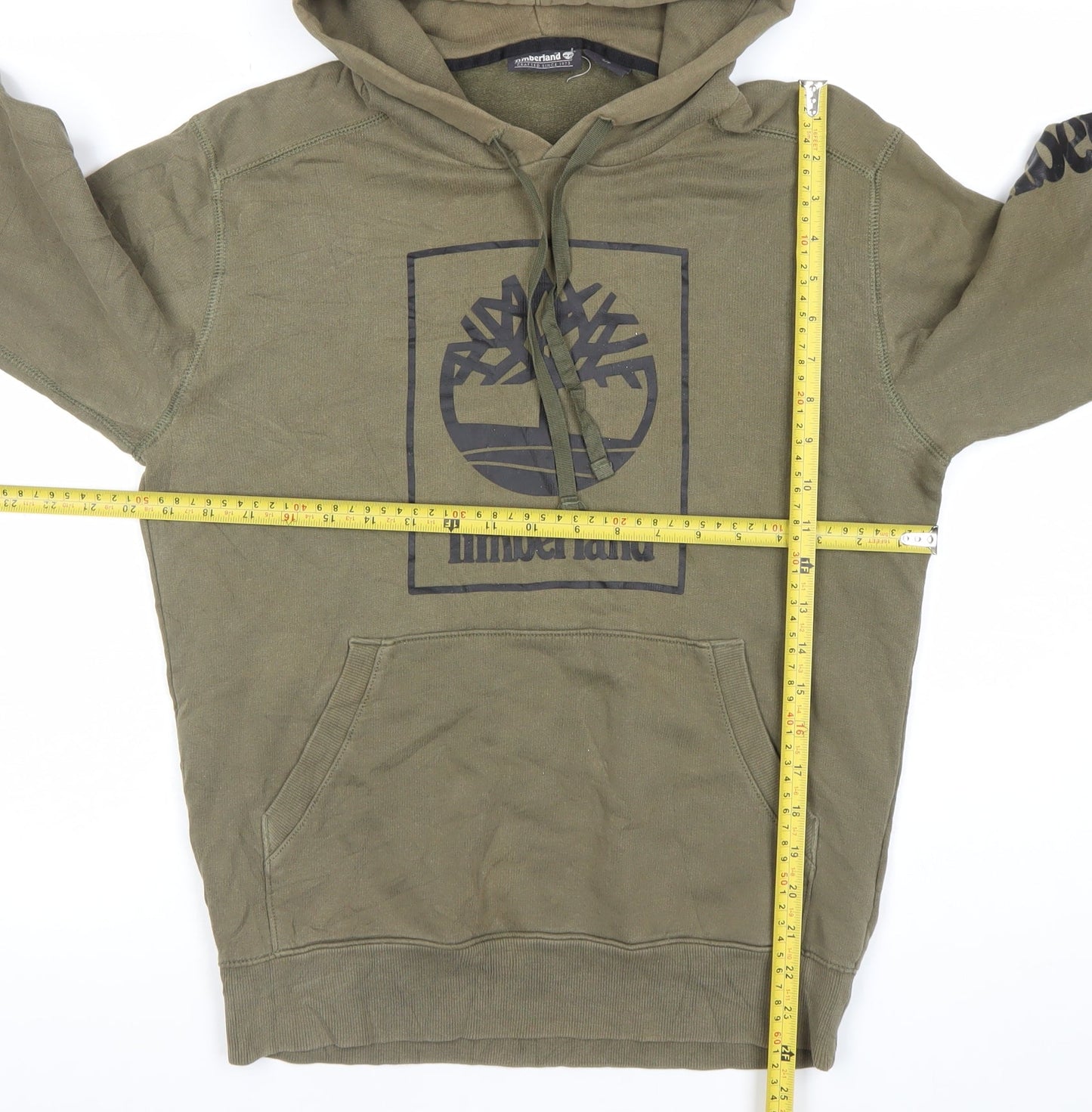 Timberland Men's Green Pullover Hoodie Size S Logo Outdoor Fleece