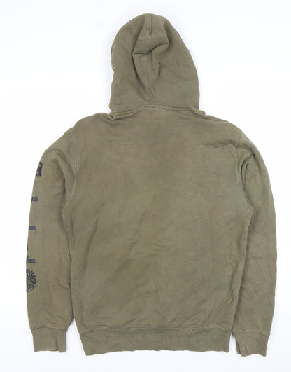 Timberland Men's Green Pullover Hoodie Size S Logo Outdoor Fleece