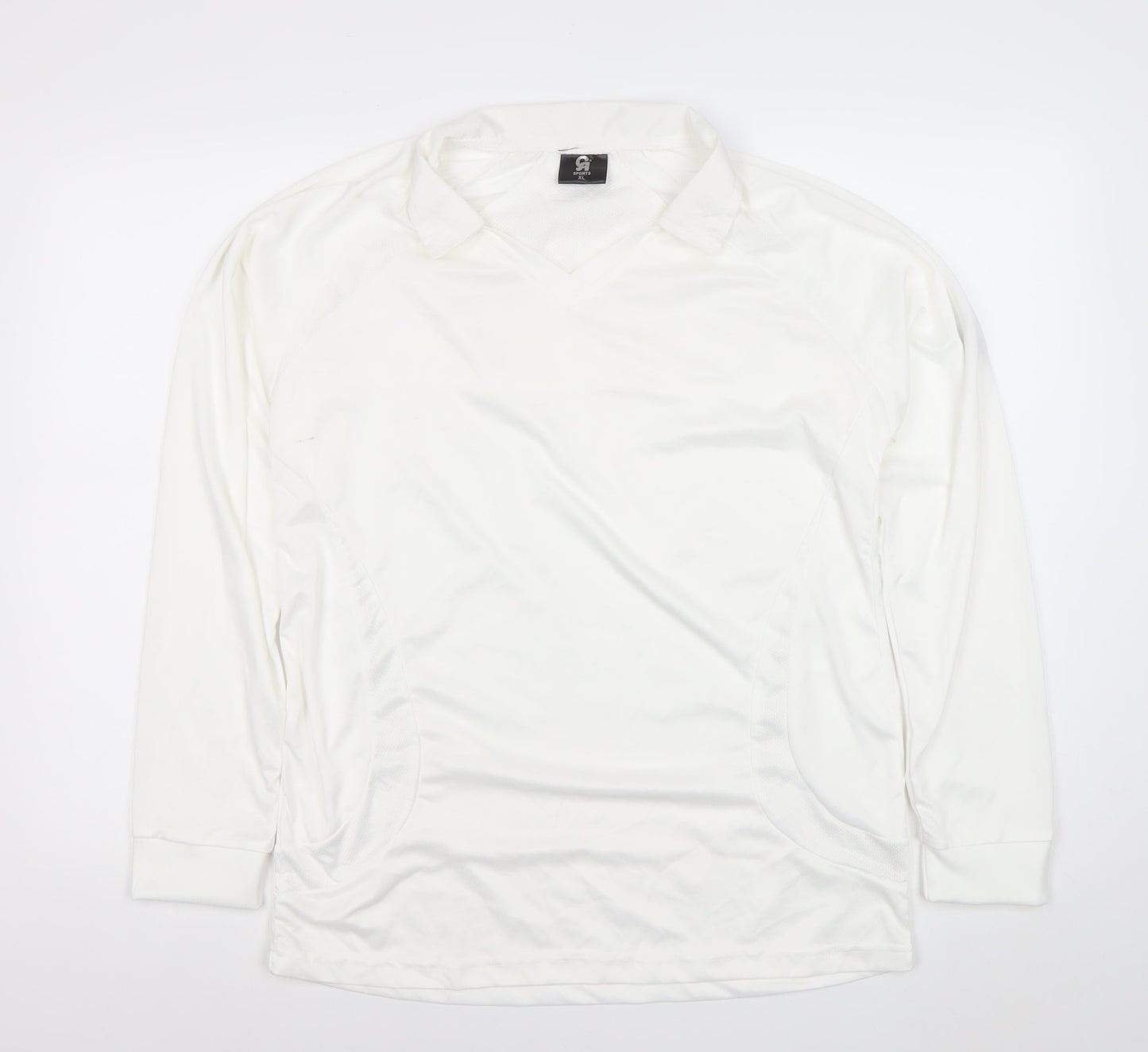 S4 Sports Men’s White XL Long Sleeve V-Neck Performance Top