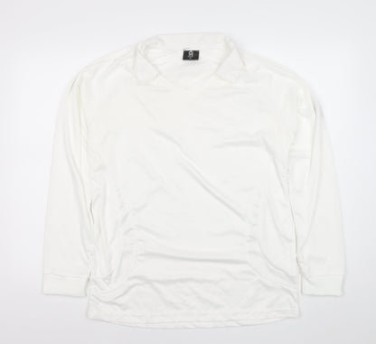 S4 Sports Men’s White XL Long Sleeve V-Neck Performance Top