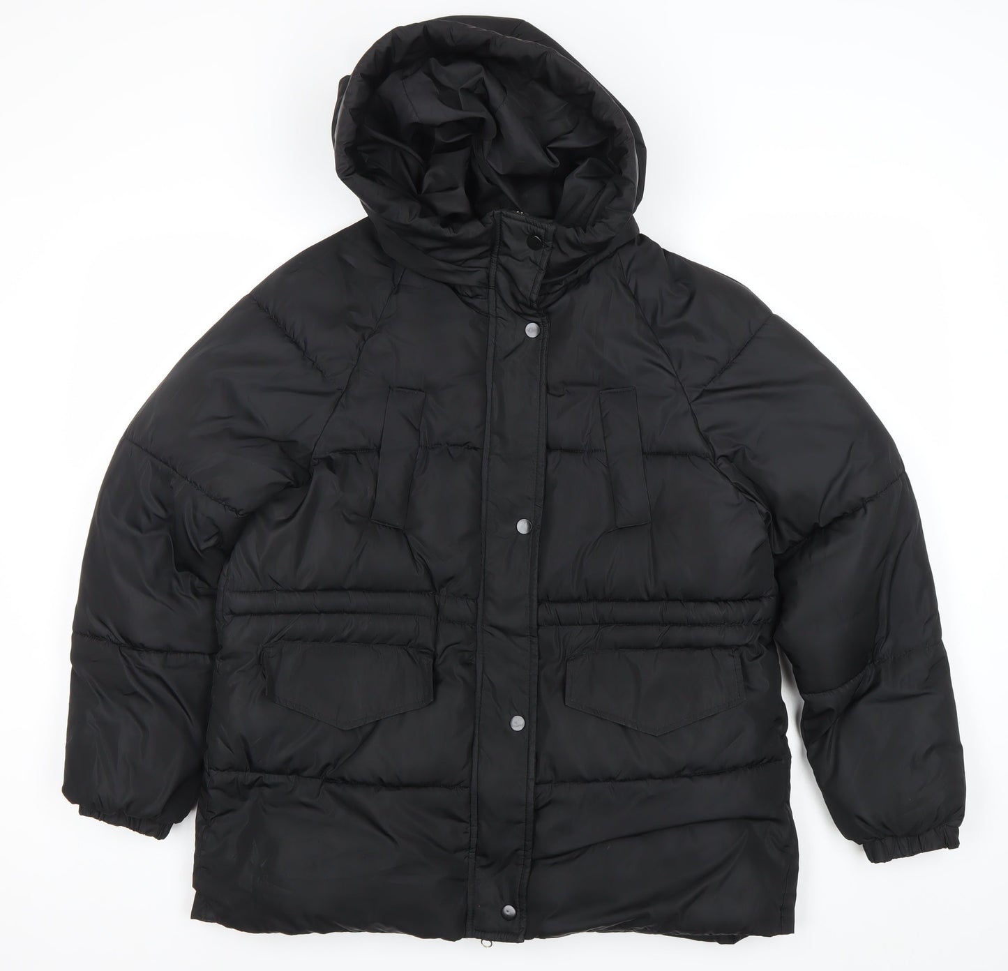 Joyone Fashion Womens Black Hooded Puffer Jacket M Winter Coat