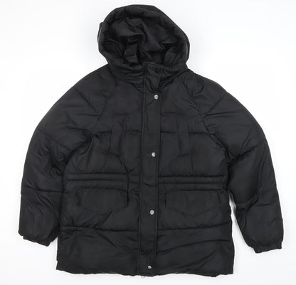Joyone Fashion Womens Black Hooded Puffer Jacket M Winter Coat