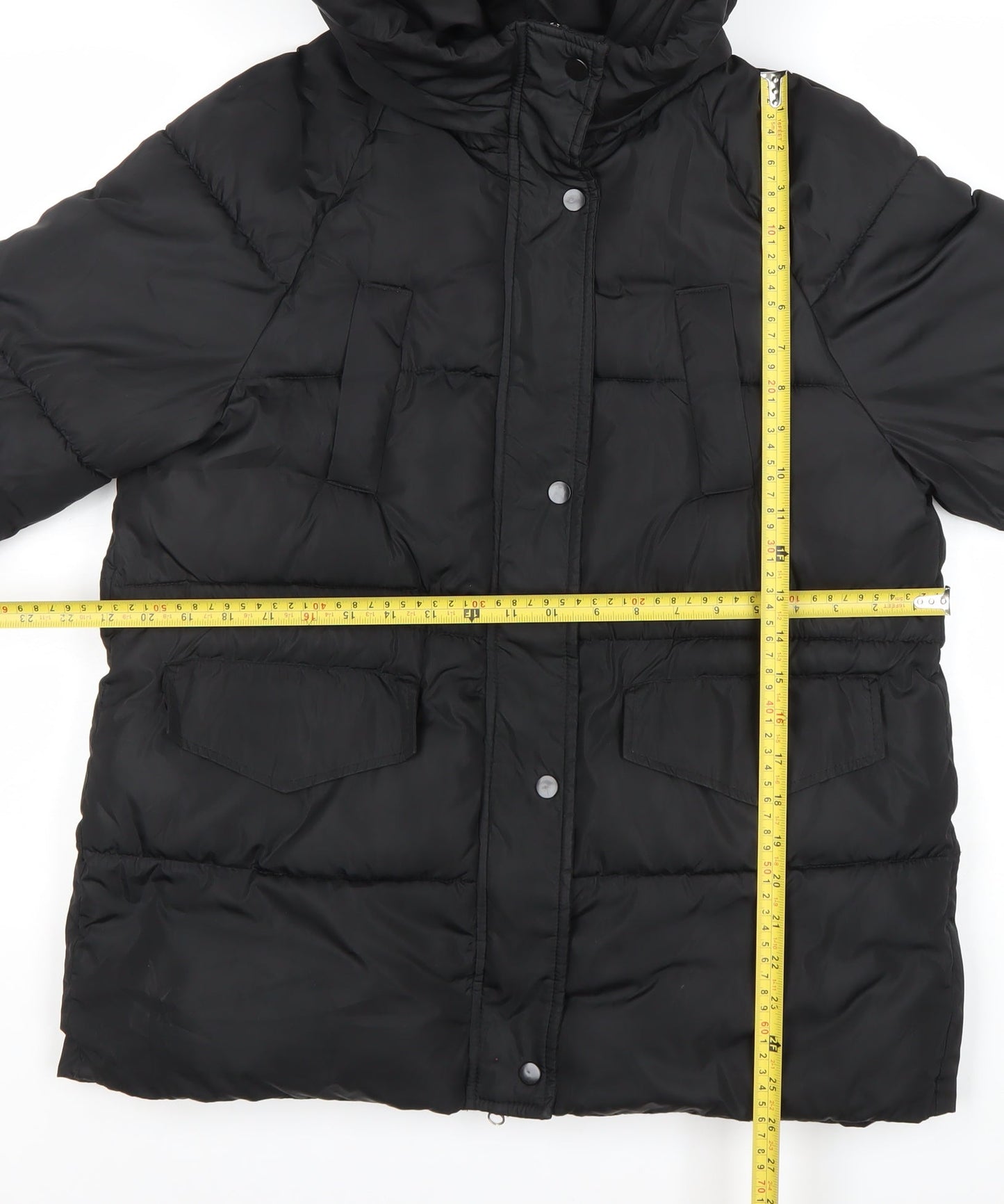 Joyone Fashion Womens Black Hooded Puffer Jacket M Winter Coat