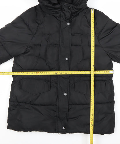 Joyone Fashion Womens Black Hooded Puffer Jacket M Winter Coat