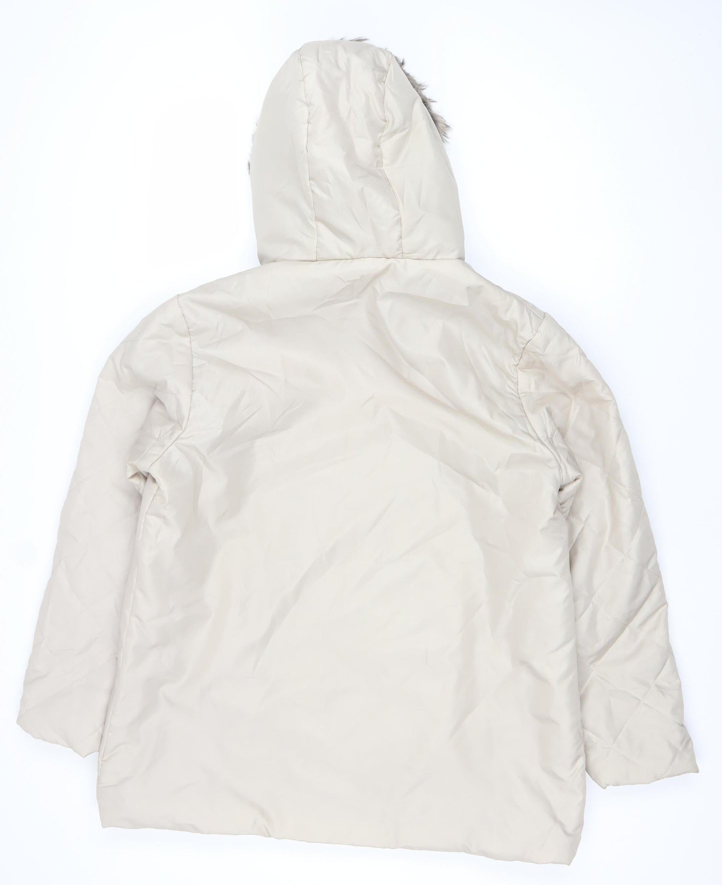 Anne de Lançay Women Beige Hooded Quilted Puffer Coat M