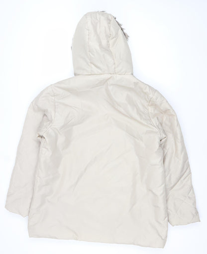 Anne de Lançay Women Beige Hooded Quilted Puffer Coat M