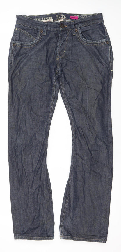 River Island Men's Blue 30W 30L Straight Denim Jeans